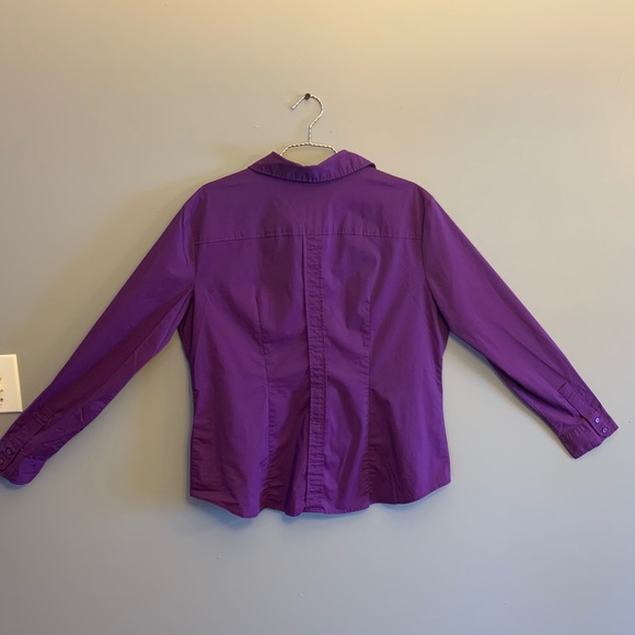 New York & Company Purple button up top, XL - Picture 2 of 6